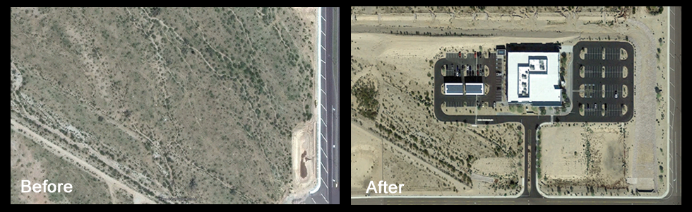 Before and after land development images