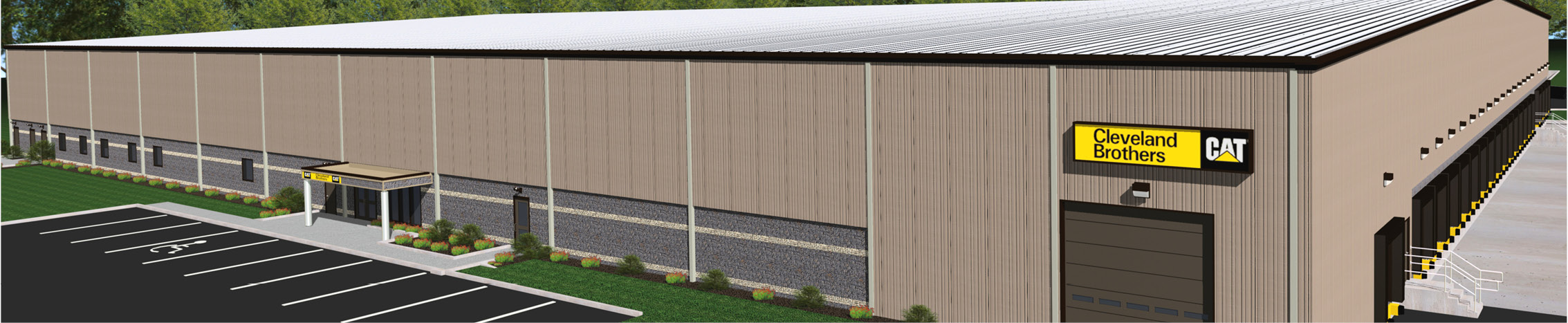 Industrial Design Rendering of warehouse and service center