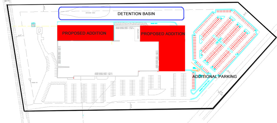 Proposed Site Plan with additions and parking
